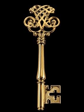 Skeleton KEY Golden Brass? Highly Polished Heavy Oversized Filigree Paperweight